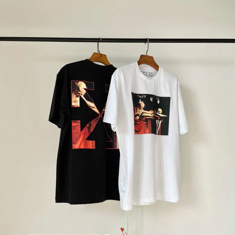 

"jerome" Oil Painting Lovers Men's and Women's Loose Short Sleeve T-shirt, White