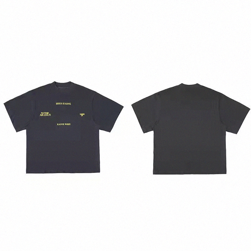 

Sided Double Print Jesus Tee t shirt IS King Sunday service tshirts tour commemoration Street short-sleeved half-high OVERSIZE collar loose men women o778#