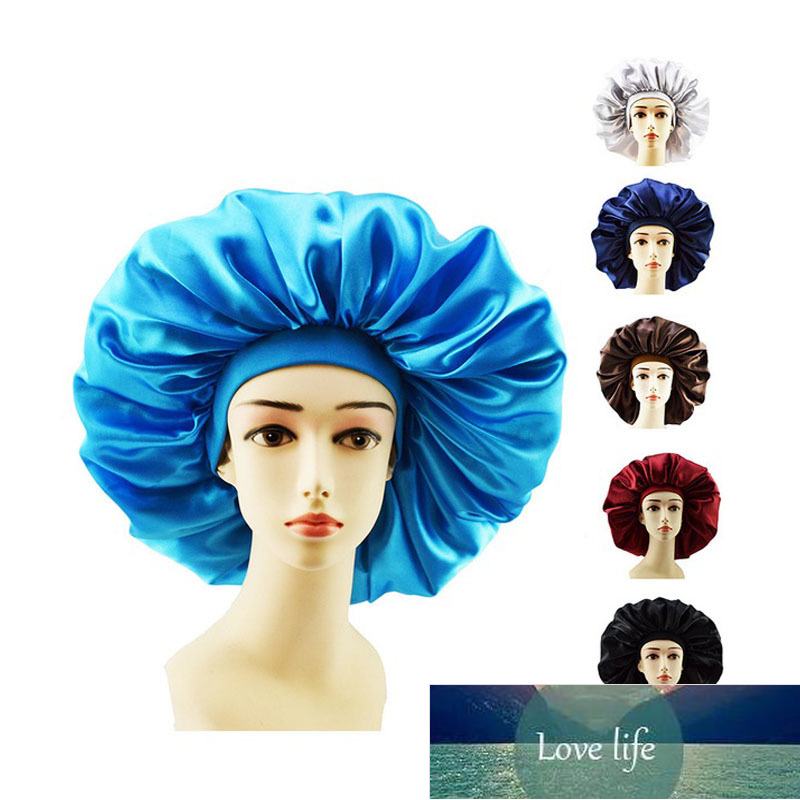 

New Fashion Big Size Satin Silk Bonnet Sleep Night Cap Head Cover Bonnet Hat For Curly Springy Hair, As pic