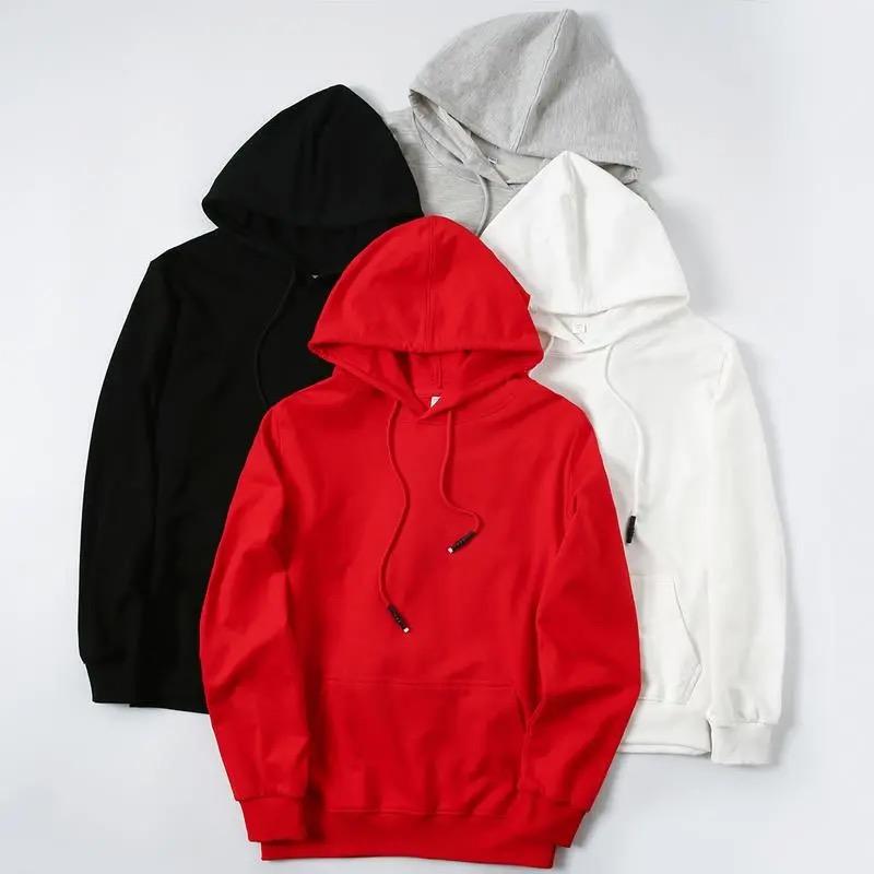 

Men's Hoodies & Sweatshirts Spring Autumn Man Solid Color Cotton Long Sleeve Sweatshirt Male Loose Casual Oversized Sports Tops Coat, White