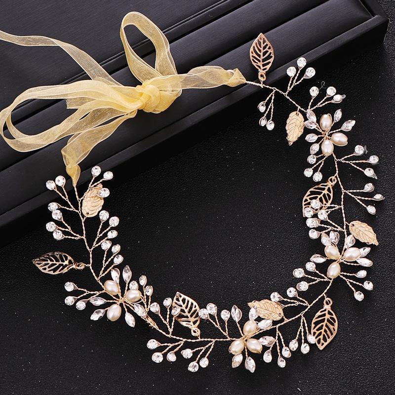 

Hair Clips & Barrettes 2021 Bridal Accessories Handmade Gold Crystal Pearl Headband Tiara Flower Headpiece Jewelry Wedding, Golden;silver