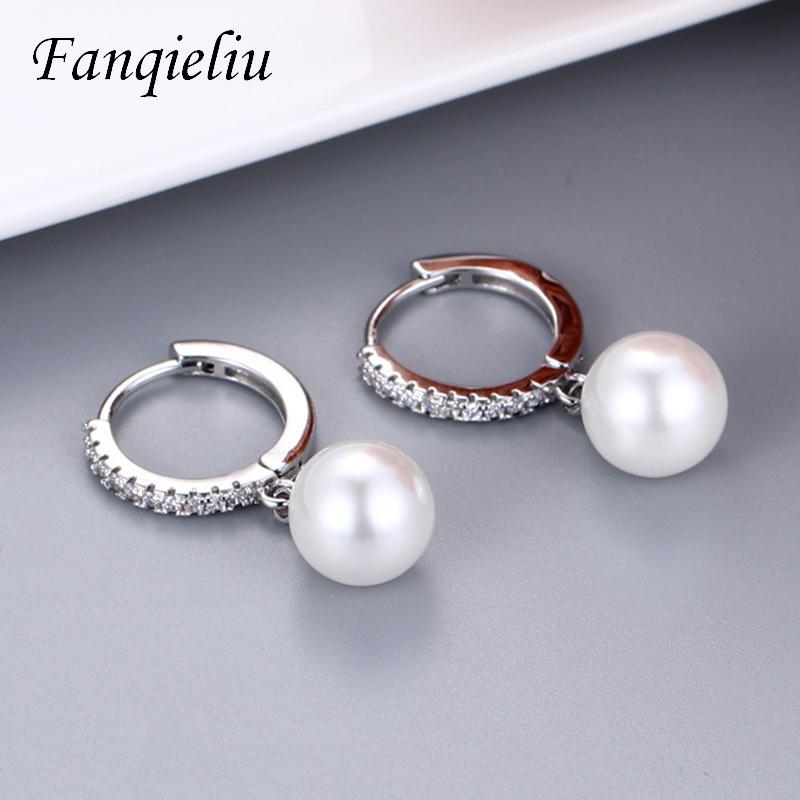 

Dangle & Chandelier Fanqieliu Solid 925 Sterling Silver Natural Freshwater Pearls Drop Earrings For Women Crystals FQL21154