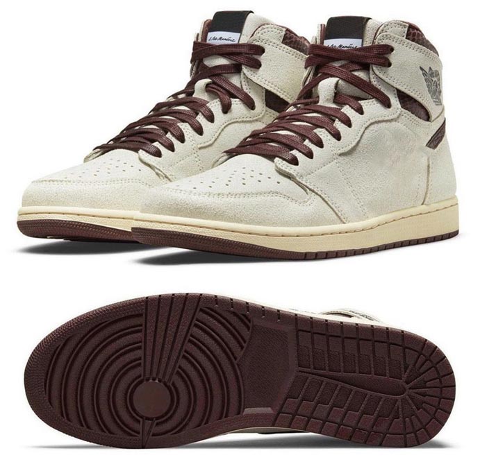 

2021 Release Authentic 1 High OG A Ma Maniere Outdoor Shoes Sail/Burgundy Crush Women Men Women Sports Sneakers With Original Box DO7097-100