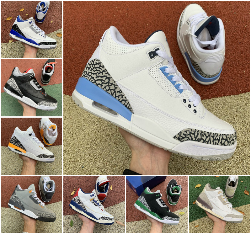 

Jumpman Racer Blue 3 3S Basketball Shoes Mens Cool Grey A Ma Maniere UNC Fragment Court Purple Denim Red Black Cement Pure White SEOUL Pine Green Men Sports Sneakers, Bubble package bag