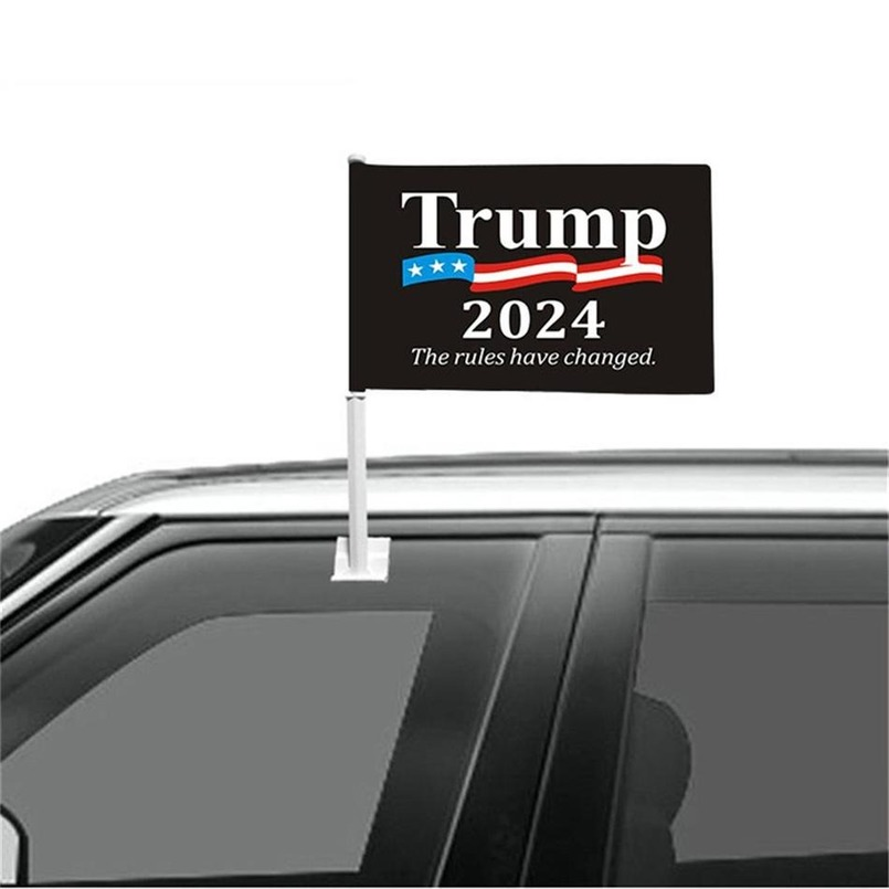 

Hot Sale Trump 2024 Car Window Flag Presidential Election MAGA Hanging 45*30cm Banner Keep America Great Trump Campaign Flag