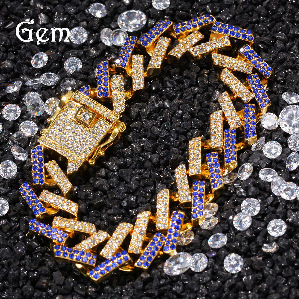 

Hip hop Cuba chain 15mm gold full Diamond Men's bracelet hiphop fashion accessories