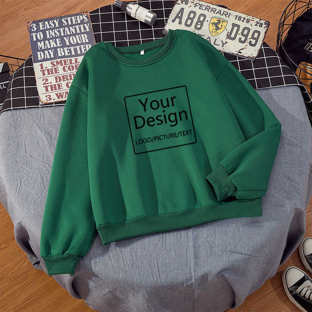 

DIY Print Design Women Hoodie Custom Hoodies for Men Hip Hop Streetwear Unisex Sweatshirts Solid Color Hoodie Drop 211019, Solid color green