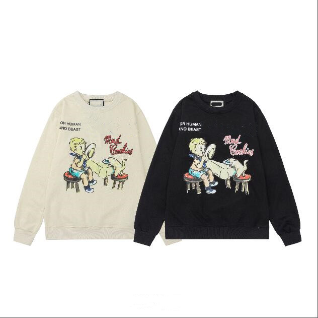 

2021 men and women casual long-sleeved round neck cotton sweater fashion printing T-shirt coat #73591, Ivory