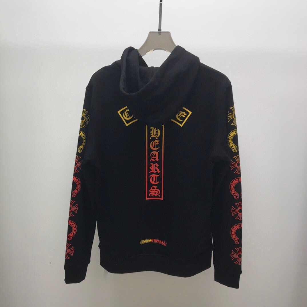 

Hoodies Chromehearts Crosin Horseshoe Colorful Gradient T-letter Men's and Women's Jacket, Black