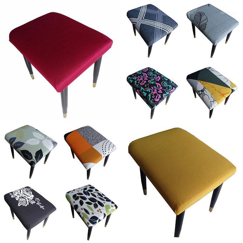 

Chair Covers Rectangular Stool Cover Retro Elastic Comfortable Dust Printed Dust-proof Protective Home Decoration