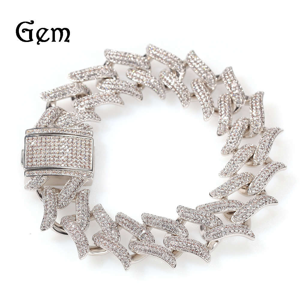 

Punk thorn Cuba Bracelet heavy industry 20mm zircon hip hop men's bracelet accessories Bracelet