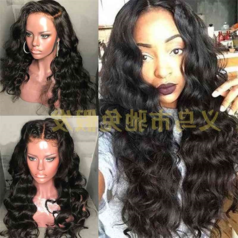 

medium New fashion women's long curly hair black head cover