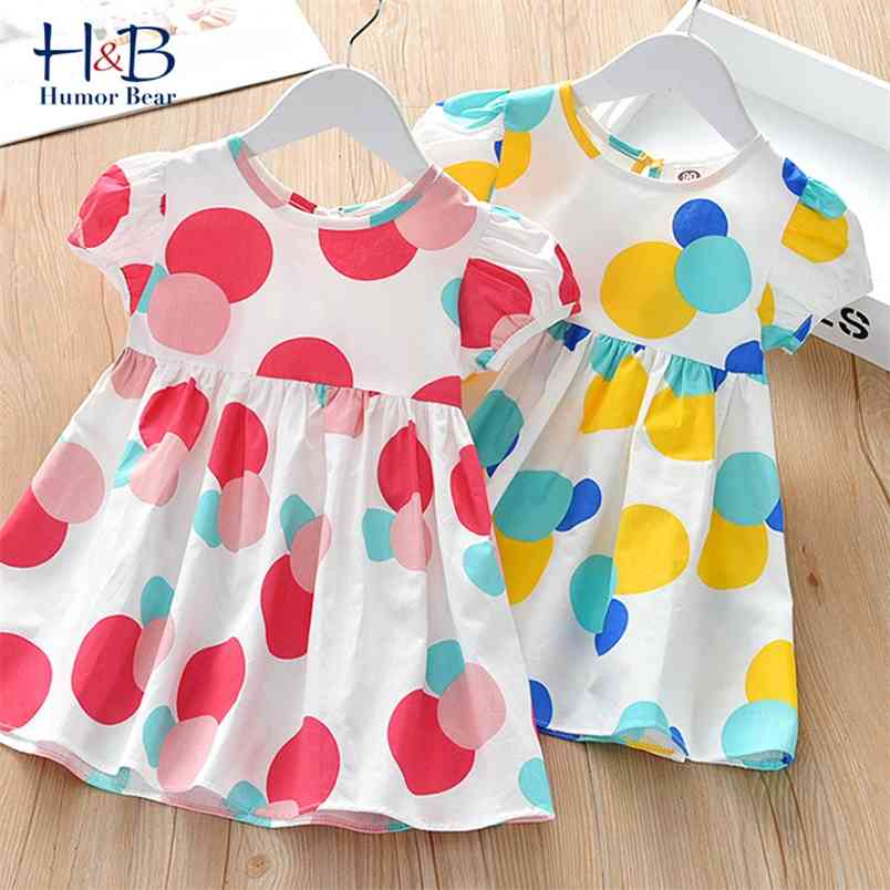 

Girls Dress Summer Short-Sleeve Polka Dot Printed Casual Princess Toddler Kids Clothes 210611, Bz2556 red