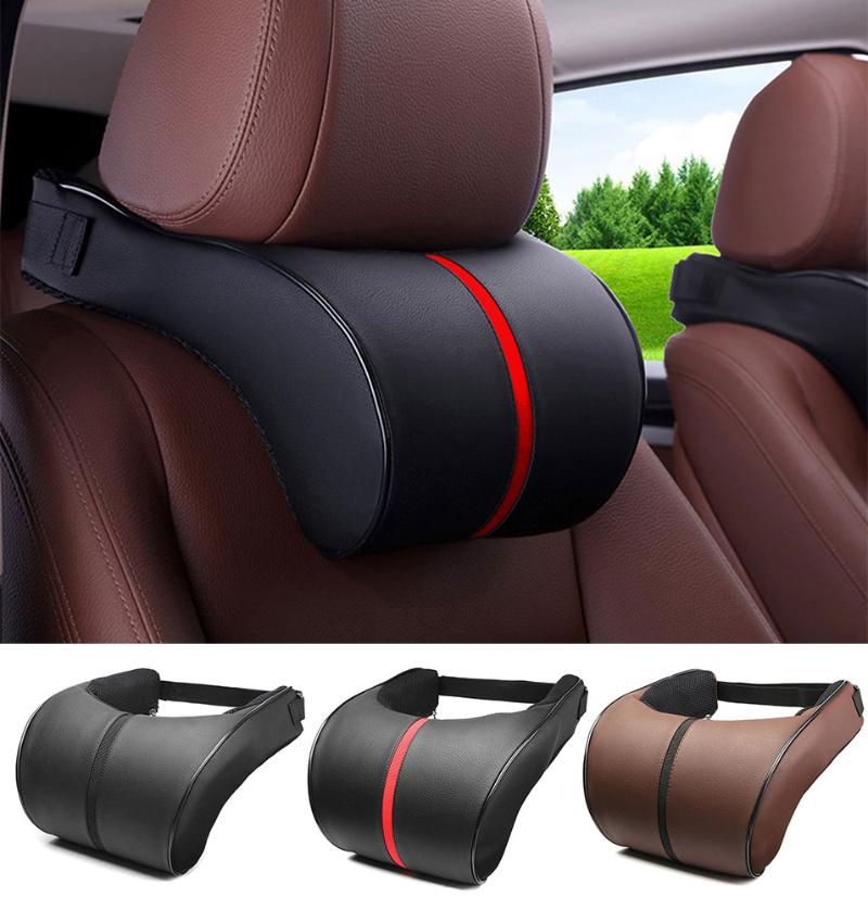 

Seat Cushions PU Leather Auto Car Neck Pillow Memory Foam Pillows Rest Headrest Cushion Pad High Quality