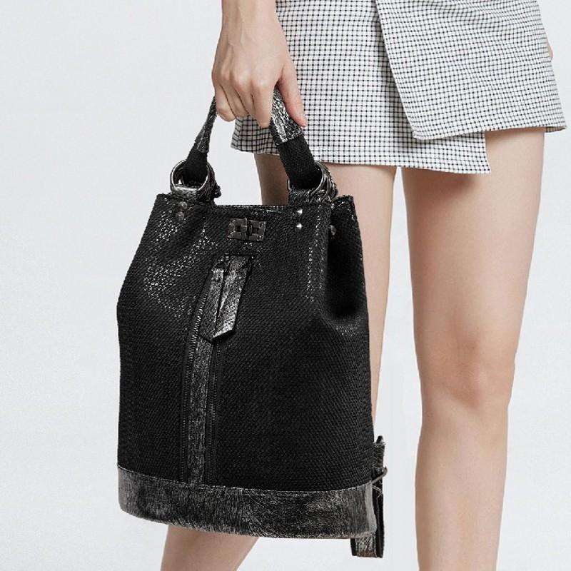 

Sequins Backpack Black Fashion Female Large Capacity Travel Backpack College Style Casual Laptop School Satchel Mochilas, Leather