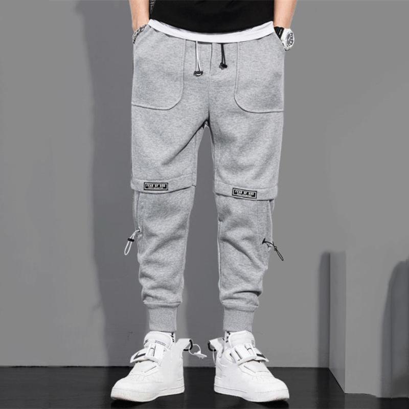 

Men's Pants Hip Hop Sweatpants Men Wild Casual Jogger Sport Outdoor Elastic Waist Solid Color Harem Plus Size Male Trouser 2021, Black