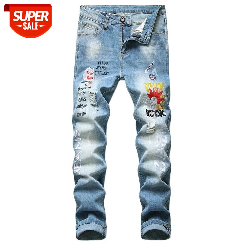 

Denim Designer Hole MOTO BIKE Jeans High Quality Ripped for Men Size 28-38 40 42 2021 Autumn Spring HIP HOP Punk Streetwear #HB2o, Black