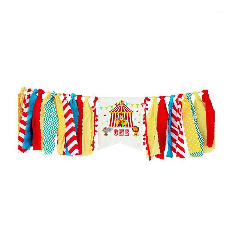 

One-Year-Old Dining Chair Flag Circus Birthday Party Banner Cartoon Hanging Banners High Pull Flags Cloth Brithday Decoration