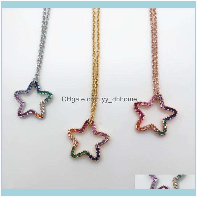 

Chains Necklaces & Pendants Jewelrychains Fashion Women Color Gold Rose Stainless Steel Yellow Hollow Crystal Heart Star Necklace Pulseras J