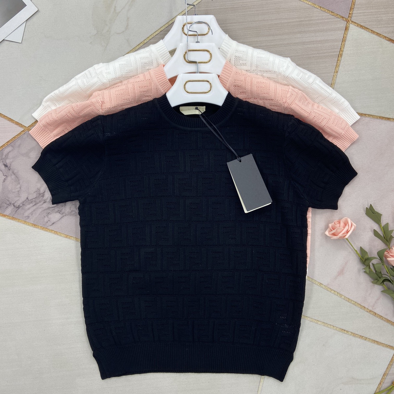 

2021 Women S Knits & Tees Luxury Designers Woman Sweater Polo Tshirt O Neck Jumper Pullover Short Sleeve Spring Summer Casual Clothes, White