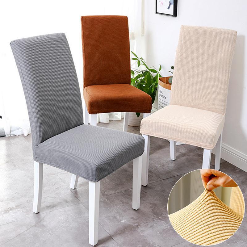 

Chair Covers Solid Jacquard Plain Dining Spandex Stretch Cover For Wedding El Banquet Room Office 2021