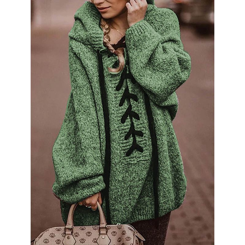 

Women's Sweater Pullover Jumper Lace up Knitted Braided Solid Color Stylish Vintage Style Elegant Long Sleeve Regular Fit Sweater Cardi, White;black