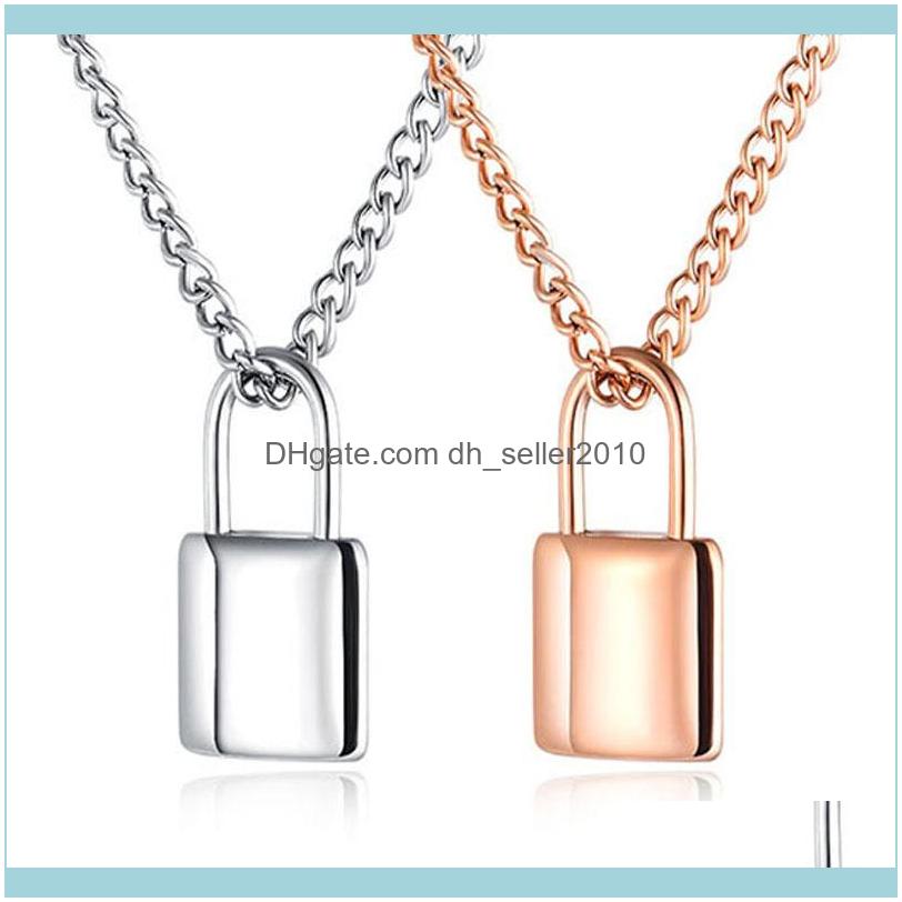 

& Pendants Jewelrycouple Necklace Womens Rose Gold Lock Pendant Jewelry On The Neck Stainless Steel Statement Lovers Wholesale Necklaces Dro