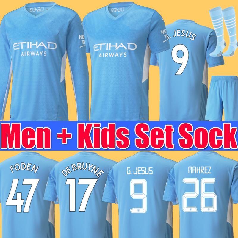 

21/22 soccer jersey JESUS CITY STERLING FERRAN DE BRUYNE KUN AGUERO MAHREZ FODEN RODRIGO football shirts MAN uniform men + kids kit, Green