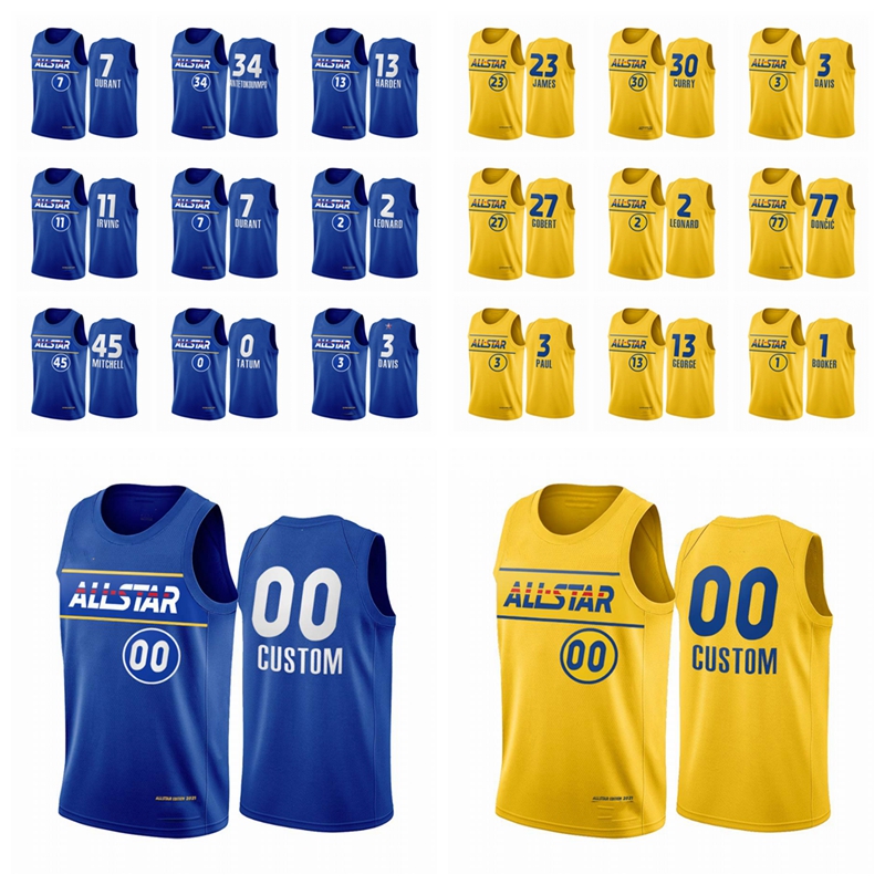 

All-Star Basketball Jersey Giannis Antetokounmpo Devin Booker Chris Paul Kevin Durant Kyrie Irving James Harden Trae Young Stephen Curry Luka Doncic, Black;red
