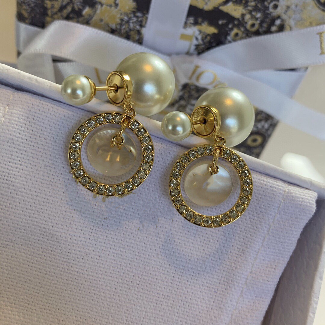 

new fashion Charm circle trend with diamond star Pearl 925 silver needle Earrings