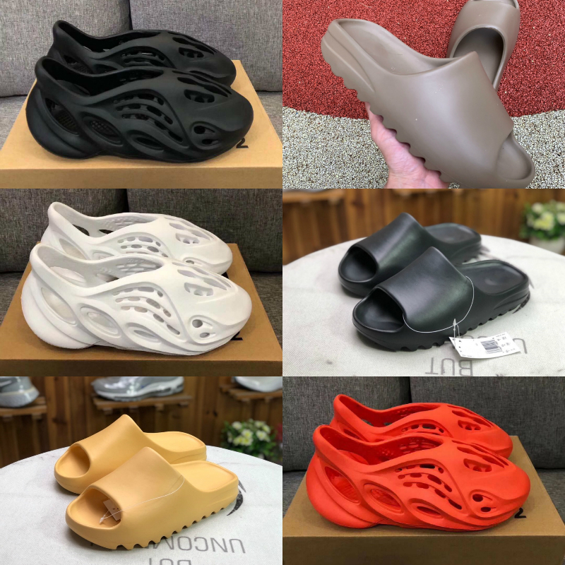 

New Kanyes Wests Slipper Men Women Slide Bone Earth Brown Desert Sand Slide Resin Fashion Shoes Sandals Foam Runner Trainers Size 36-45 A28