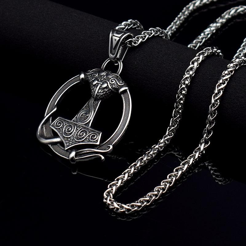 

Pendant Necklaces Viking Hammer Necklace For Men Stainless Steel Simple Cool Vintage Style Jewelry Celtics Stuff