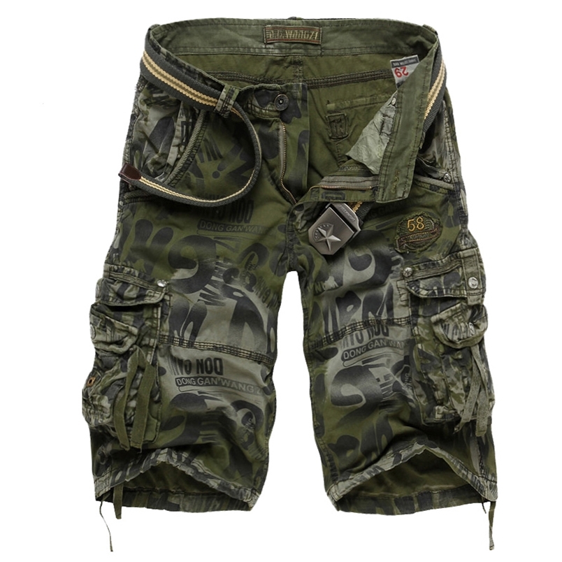 

Drop Men's Camouflage Shorts Summer Army Cargo Workout Loose Casual Trousers Plus size -40 No Belt 210629, Dark grey