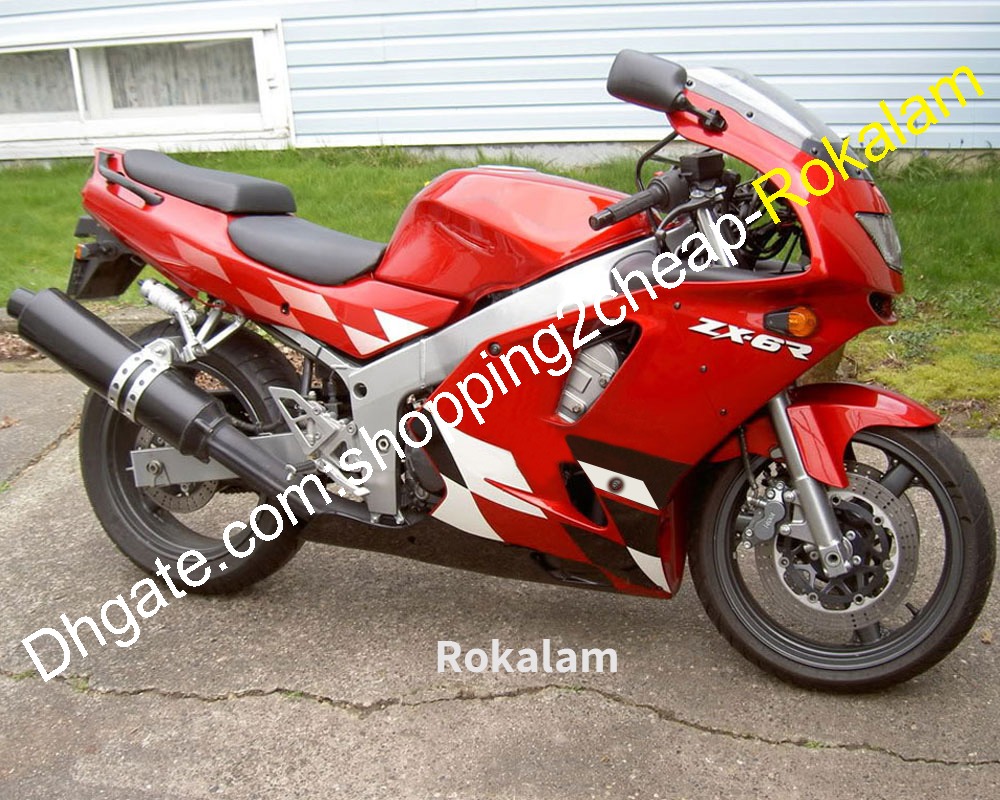 Kit de carénages en plastique ABS pour Kawasaki Ninja ZX6R ZX 6R 1997 1996 1995 1994 ZX-6R ensemble de carénage de carrosserie rouge blanc noir