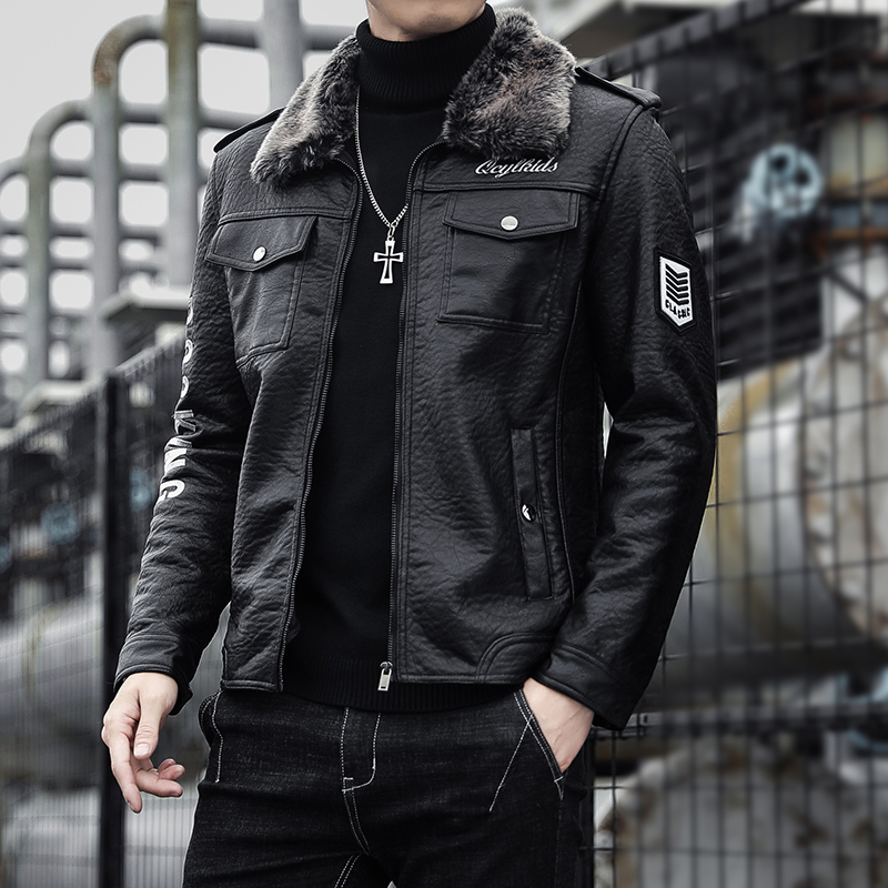 

2021 New Autumn Winter Leather Men Fashion Veet Warm Jacket Streetwear Casual Coat Youth Plus Size M- Drop Shipping Ae9r, Black