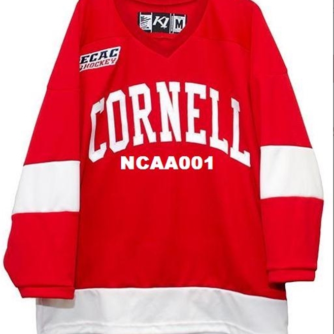 

Real 001 real Full embroidery Cornell Big Red Hockey Jersey 100% Embroidery Jersey or custom any name or number Jersey
