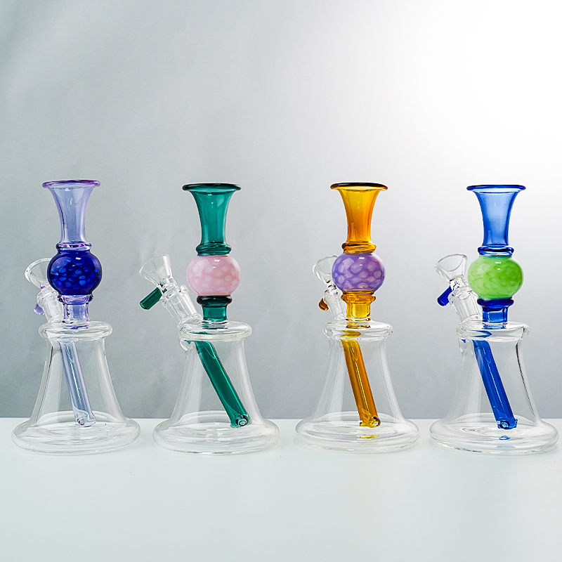 

2021 Unique Glass Bong Straight Perc Oil Dab Rigs Heady Glass Ball Shape Water Pipes N Holes Perc Hookahs 14mm Female With Bowl XL-2091