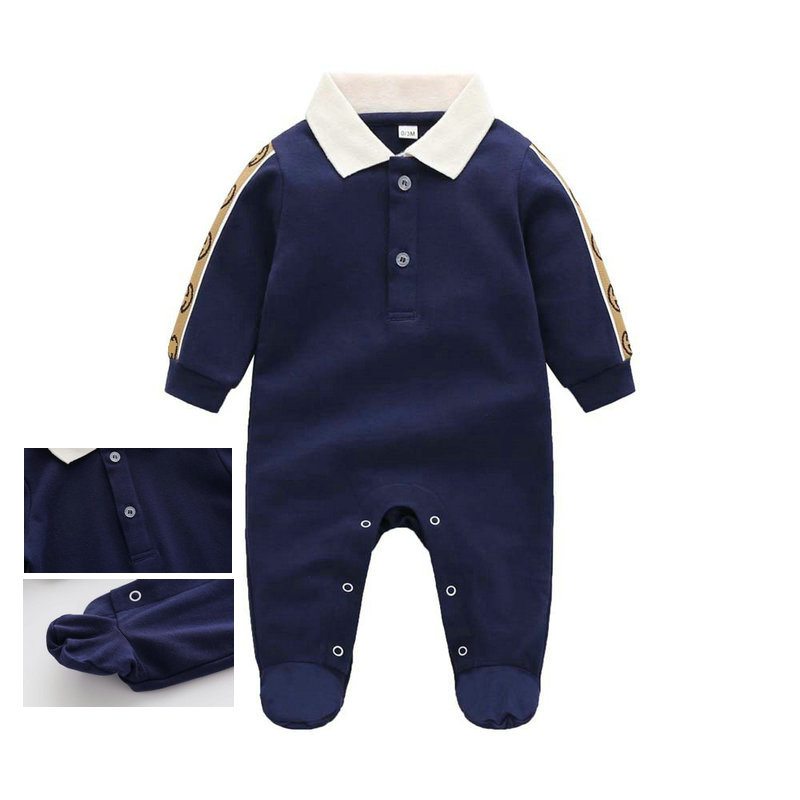 

High Quality Fashion Baby Pullover Fashion Letter Print Jumpsuit Boy Girl Baby Unisex Long Sleeve Foot Wrap Jumpsuit Newborn Romper, Blue