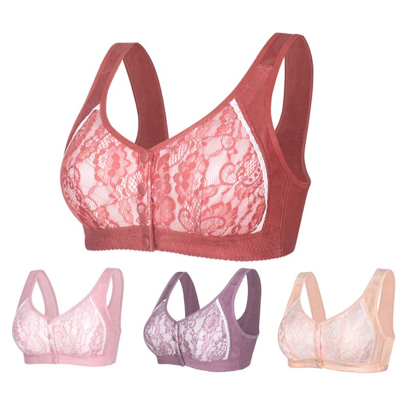 

Yoga Outfit Women Bra Sexy Lace Front Button Shaping Cup Adjustable Shoulder Strap Plus Size Underwire Bralette Top Lingerie Undrwear