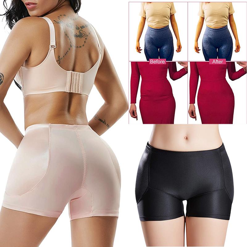 

Women' Shapers Women Hip Enhancer Pads BuLifter High Waist Shapewear Padded Seamless Box Shorts Panties Underwear Sexy Body Shaper, Black