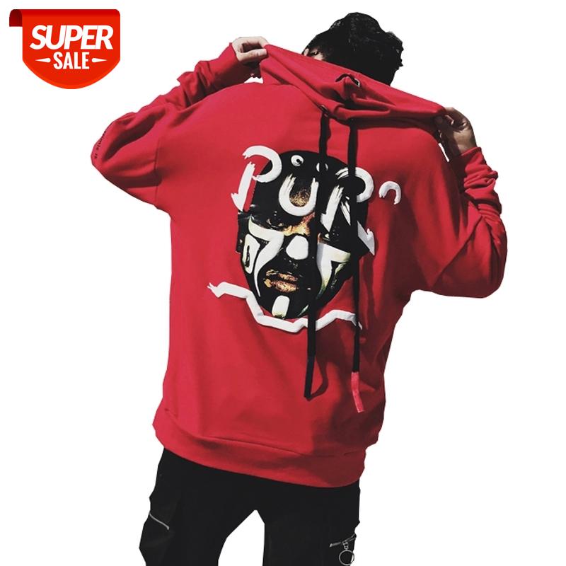 

New Western Street Hip Hop Style Fashion Back Print Ribbons Men's Hooded Sweatshirts Autumn Casual Pullovers Hoodies Streetwear #KD3p, Black