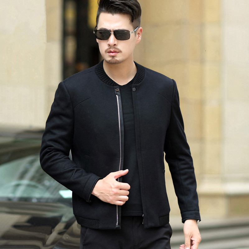 

2021 New Hombre Spring Men's Chaquetas Mens Jackets and Coats Male Casual Slim Woolen Stand Collar Jacket Men Wxf065 Cn43, Black