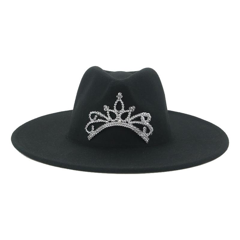 

Berets Winter Hats For Women Big Birm 9.5cm Luxury Party Fedoras Western Cowgirls Solid Accessories Wedding Hat Chapeau Femme, Beige