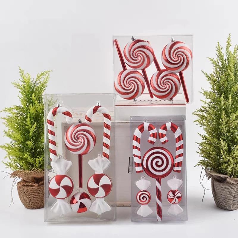 

Christmas Decorations 1 Box Large Red And White Candy Lollipop Combination Decoration Home Decor 2021 Year Deocrations