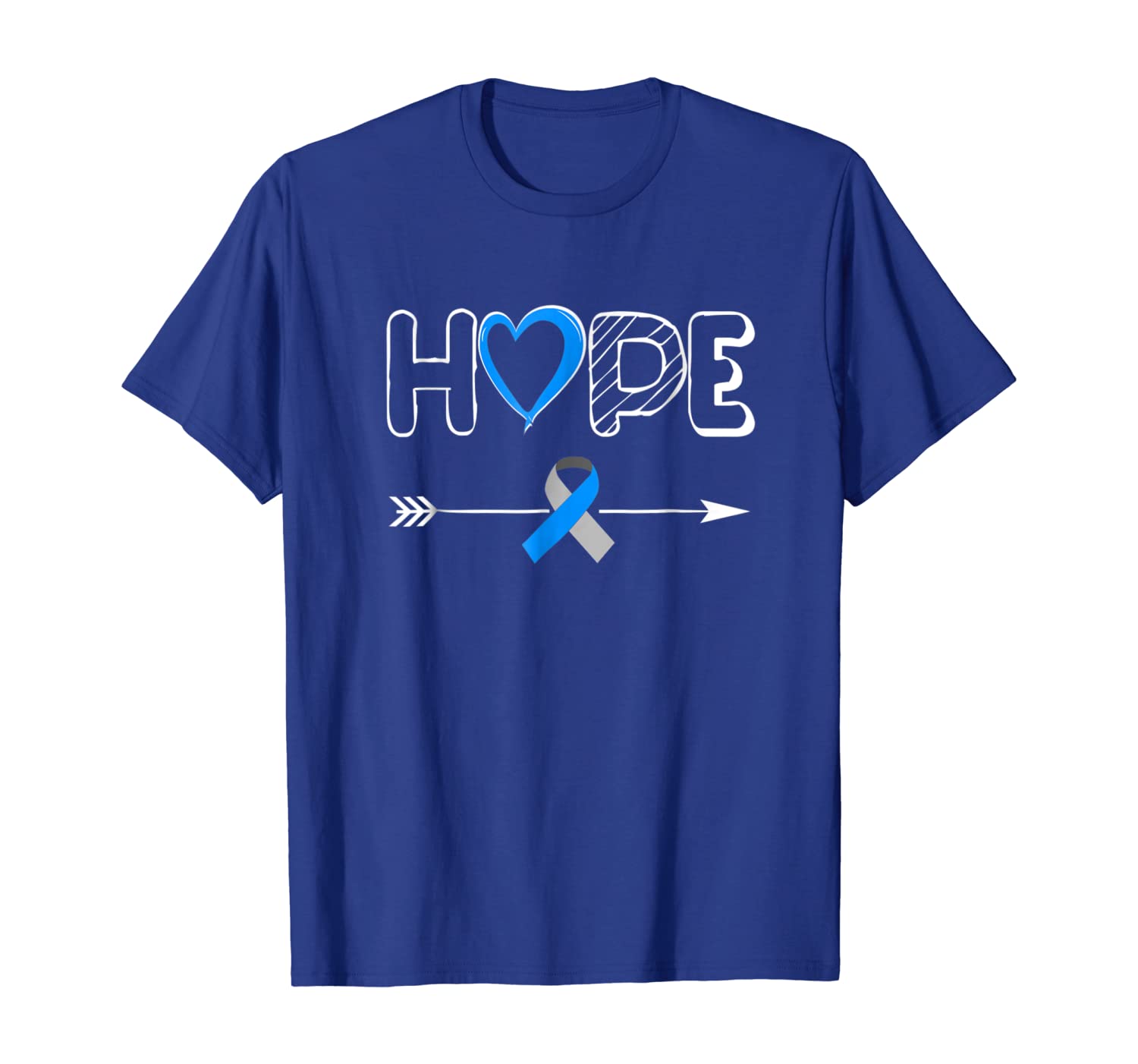 

Hope Blue Ribbon Diabetes Type 1 Awareness Shirt Women Men, White;black