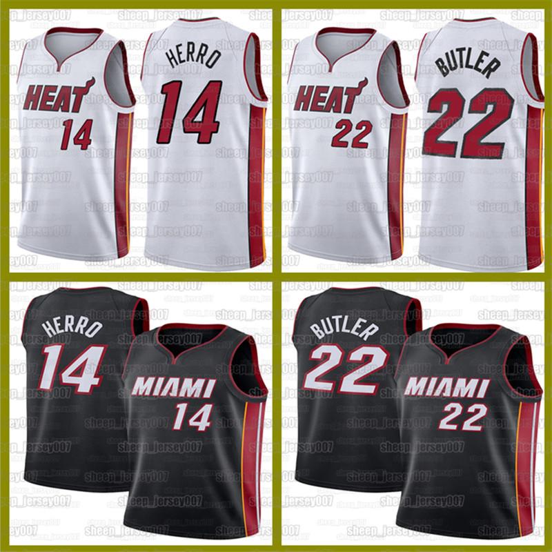 

Jimmy 22 Butler Tyler 14 Herro Dwyane 3 Wade Goran 7 Dragic Bam NCAA Adebayo Jersey Duncan Robinson Nunn Miami Heat Basketball, Black;red