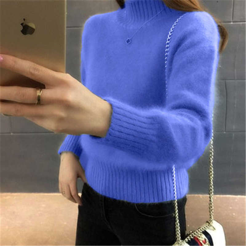 

Cashmere Sweater Women Winter Wool Mohair velvet Fleece Soft Plus Size Elasticity Casual Thick Pullover Warm Loose Sweaters X0721, Red
