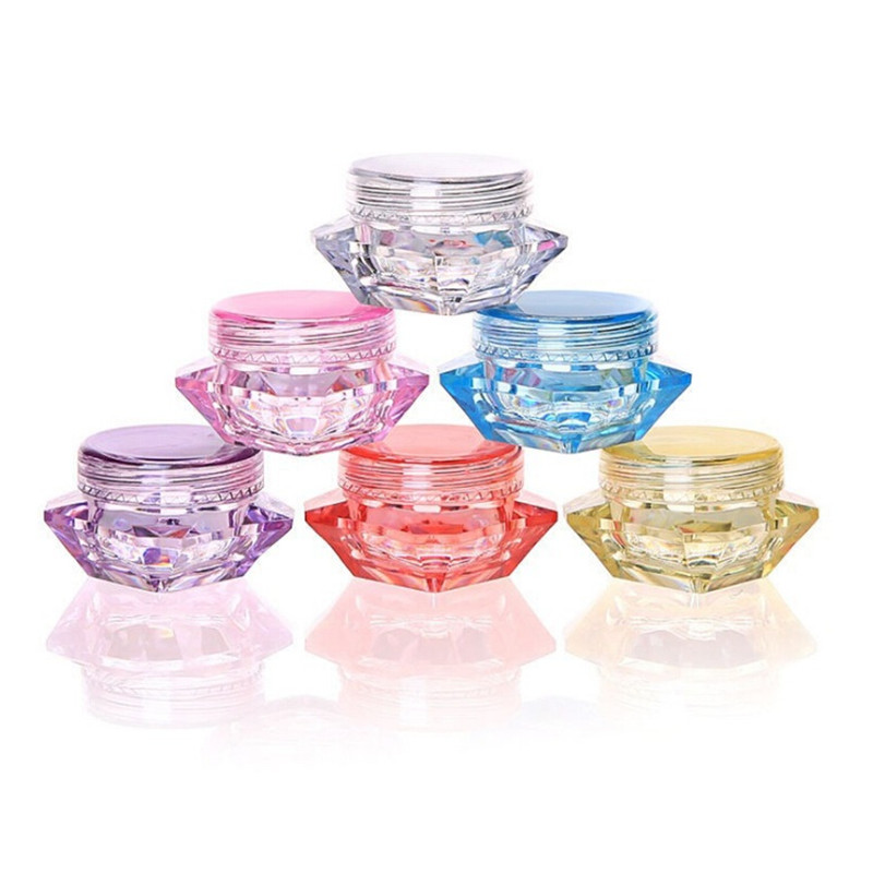 

Plastic wax container round and square diamond shape Empty Bottle 3g 5g make up containers colorful makeup case can dab dabber jar DHL free