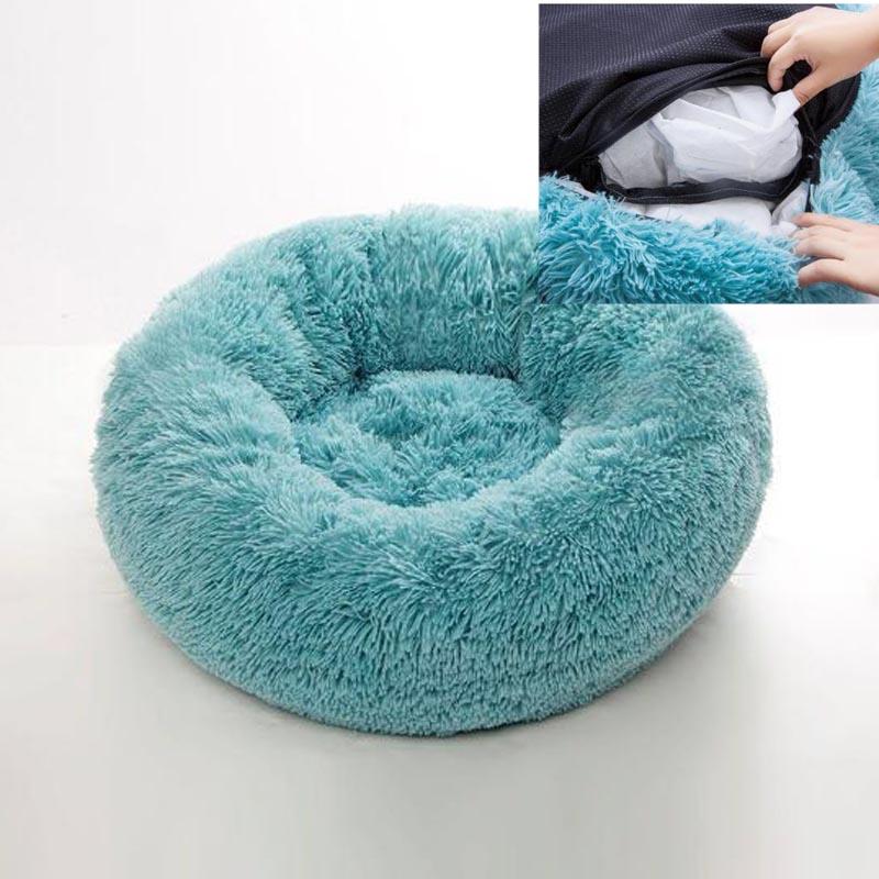 

Removable Dog Bed Plush Round Donut Pet Beds Kennel Cushion Puppy Mats Lounger Comfy House Sofa for Medium Large Dogs Detachable, Gray