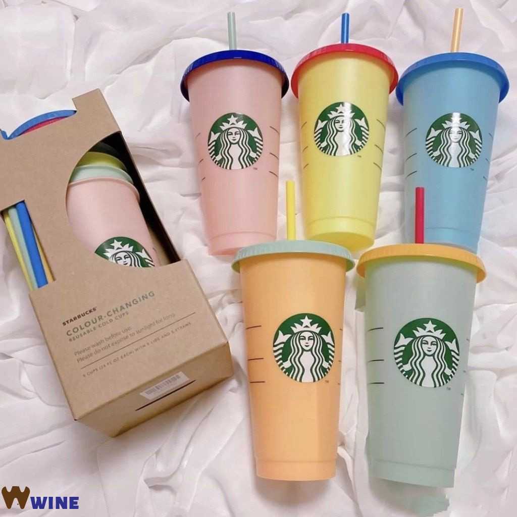 Reusable Plastic Tumbler with Lid and Straw Starbucks Cup, fl oz, of or colour changing cup Gifts wine-image-754360048